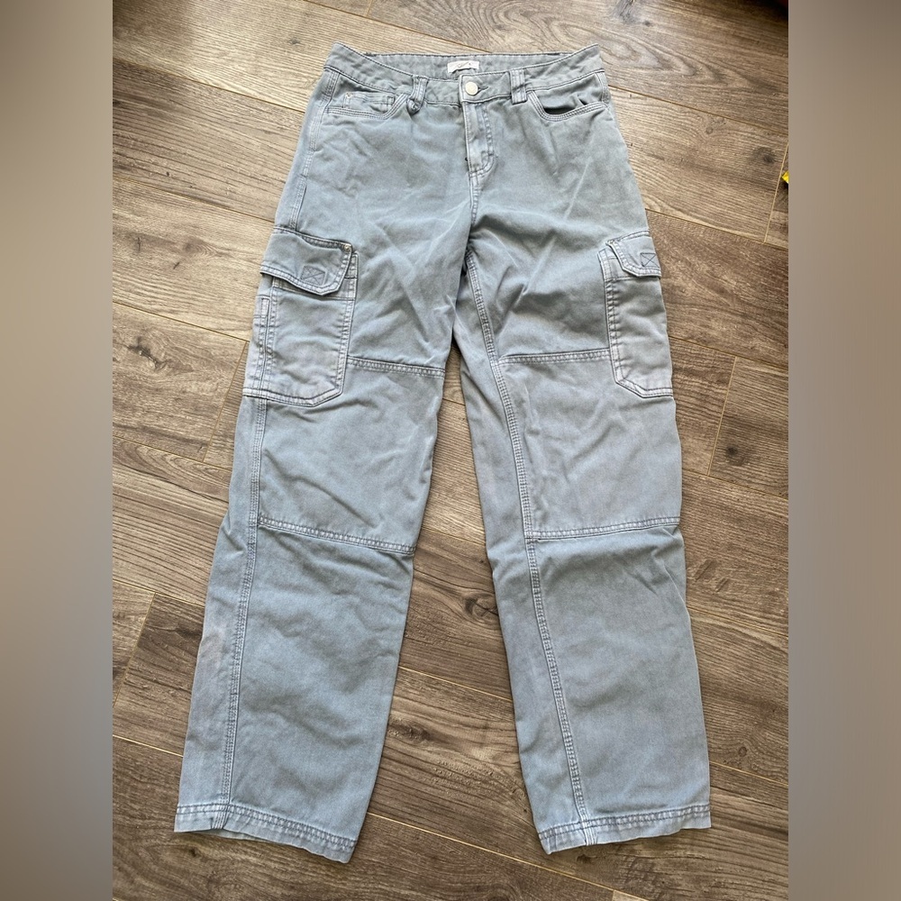 Garage High Rise Gray Wide Leg/Baggy Cargo Pants 85% cotton